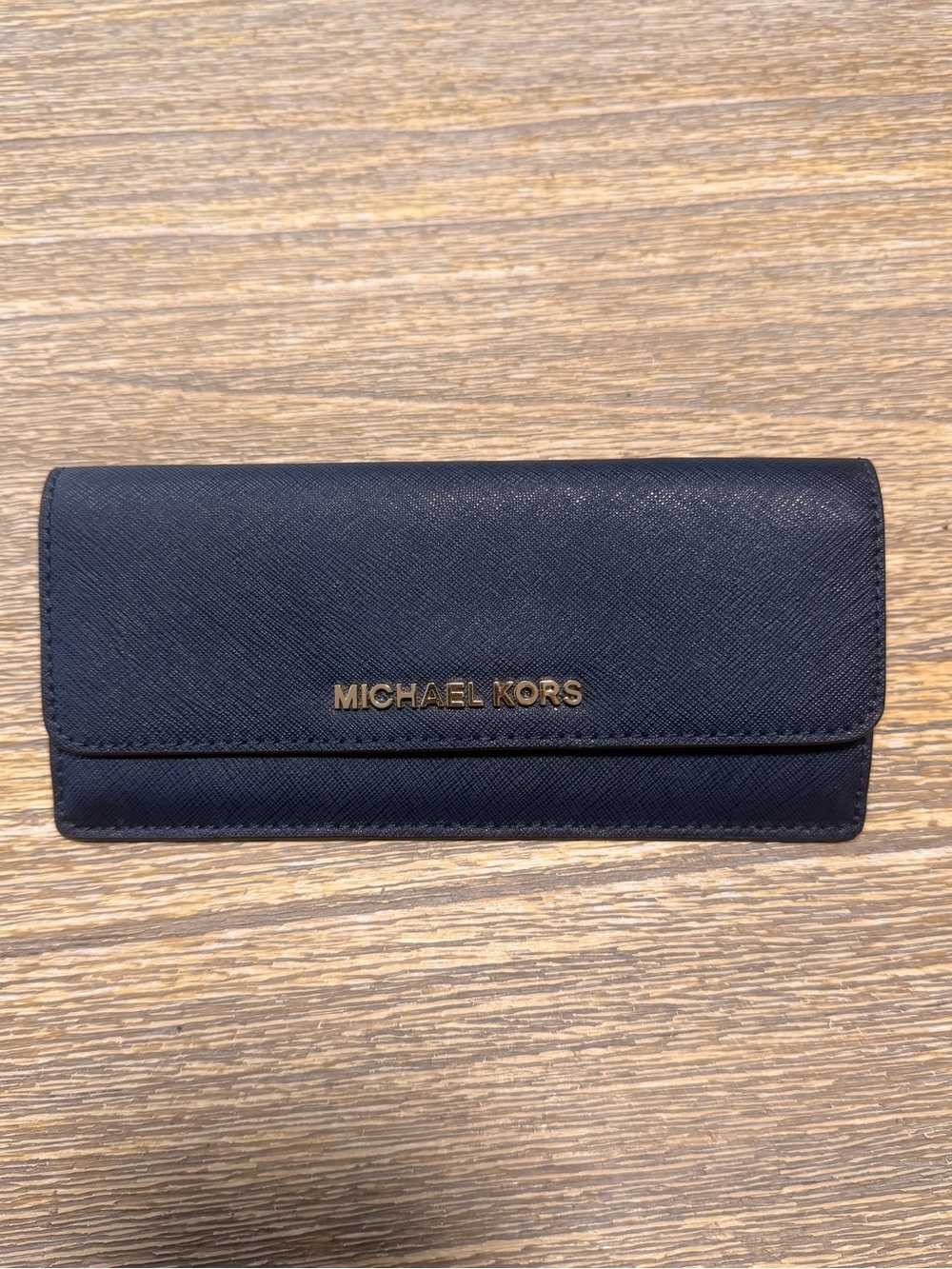 Michael Kors Jet Set Travel Admiral Flat Wallet | Navy Saffiano Leather